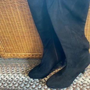 Suede black tall boots. Sz 8